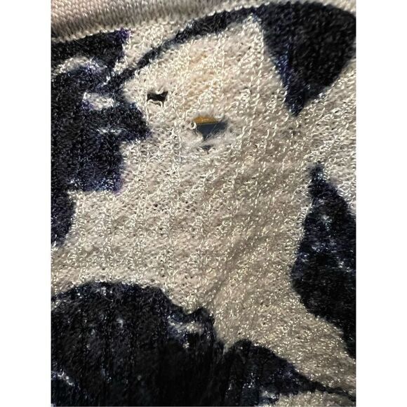 SoCa St. John Wool Blend 3/4 Sleeve V-Neck Beaded Floral Print Lightweight Sweat - Picture 11 of 11